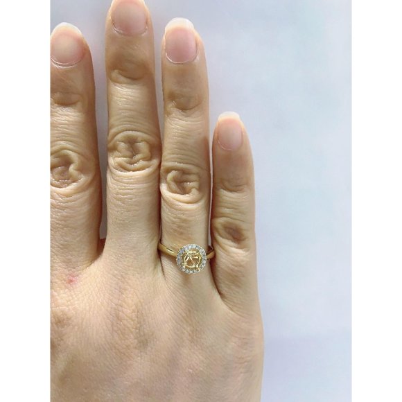 Solid Real Diamond Engagement Ring 14k Yellow Gold